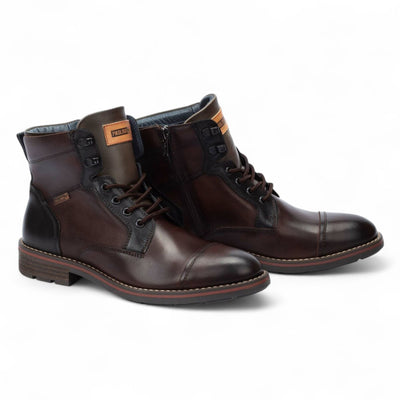 Pikolinos Men’s Olmo Brown Leather Zip & Lace Up Ankle Boots - York