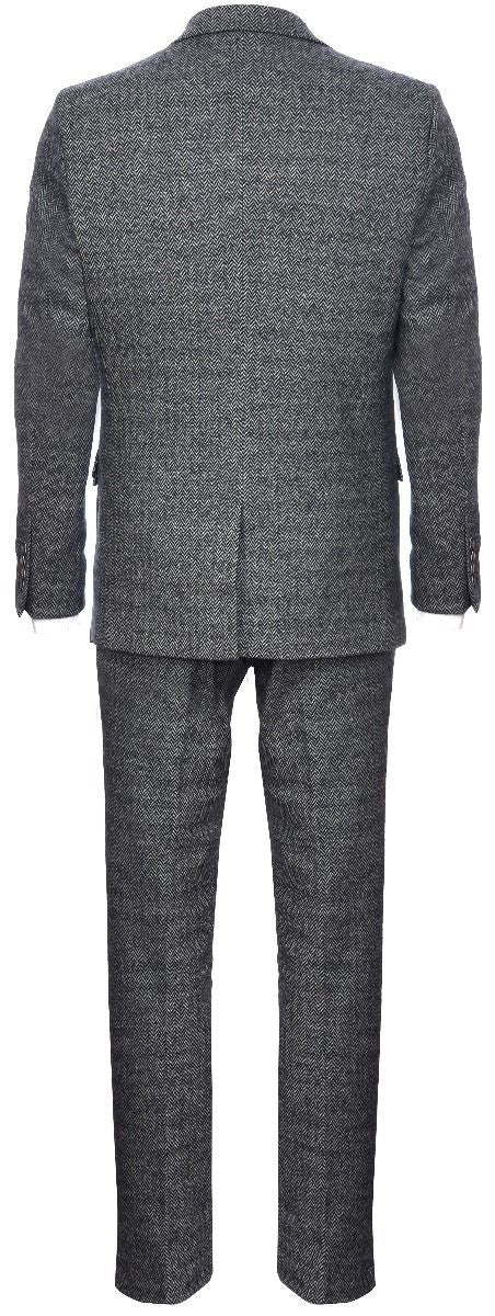 Men's 3 Piece Grey Herringbone Tweed Suit