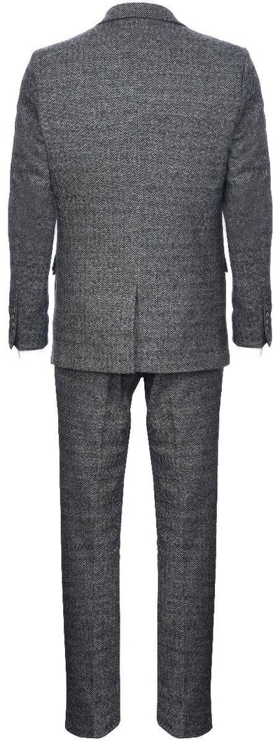 Men's 3 Piece Grey Herringbone Tweed Suit