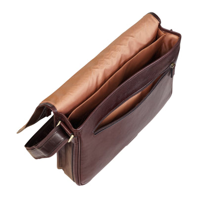 Genuine Leather Laptop Satchel Messenger Shoulder Bag - Astor