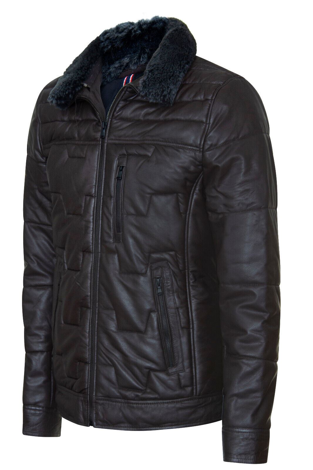 Mens Leather Quilted Puffer Biker Jacket - Thornton - Upperclass Fashions 