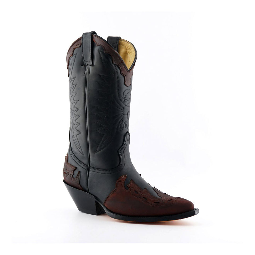 Grinders Unisex Black/Burgundy Leather Cowboy Boots-Arizona  display picture 3