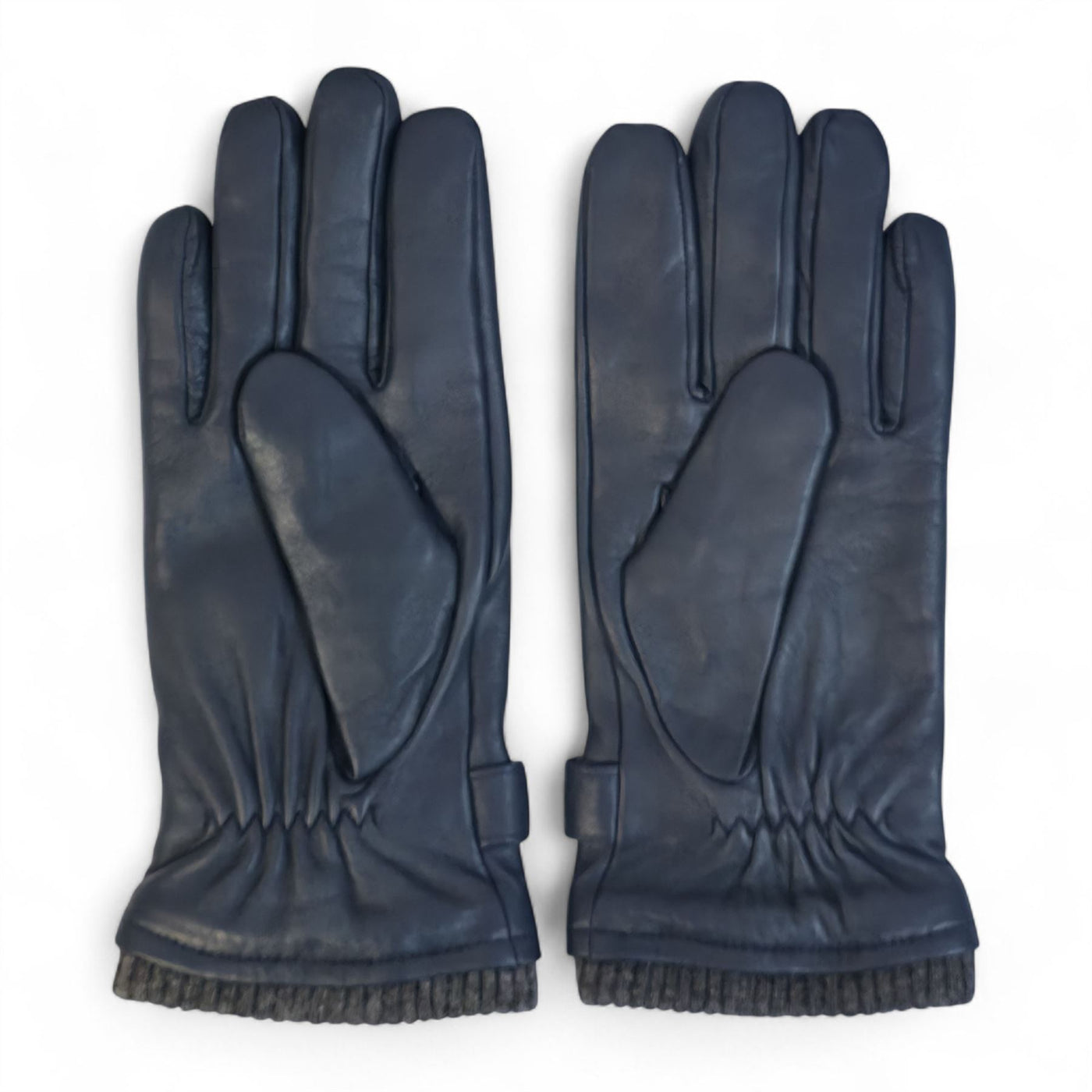 Men’s Italian Leather Warm Wool Lining Winter Knit Rib Gloves - M-LGV-105