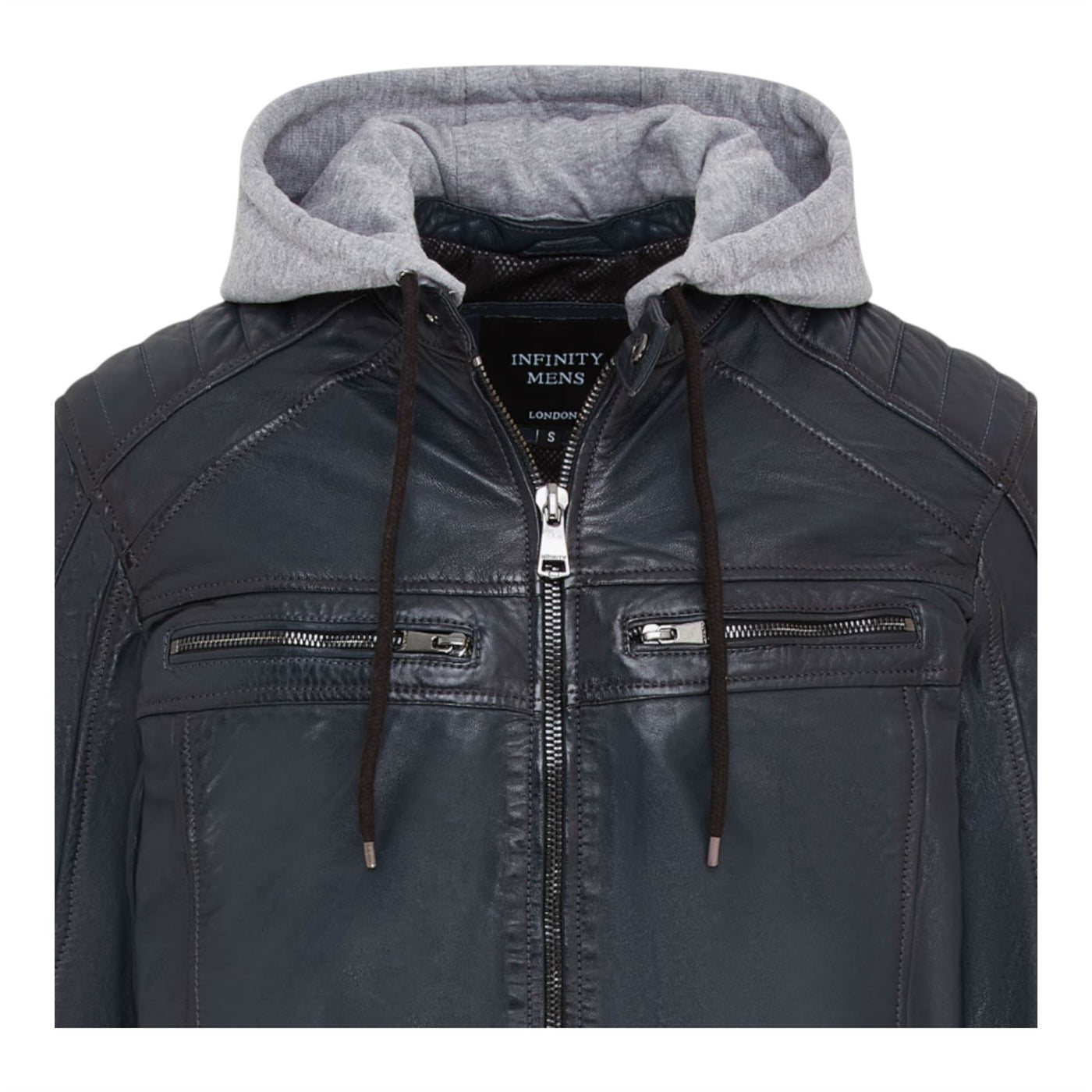 Men's Hooded Biker Lamb Leather Jacket - Burten