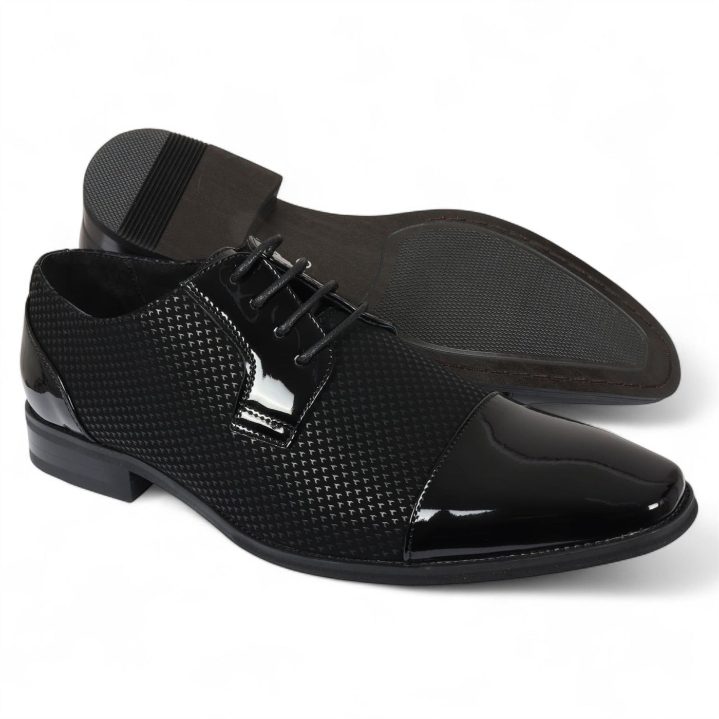 Men's Black Leather Oxford Formal Derby Shoes