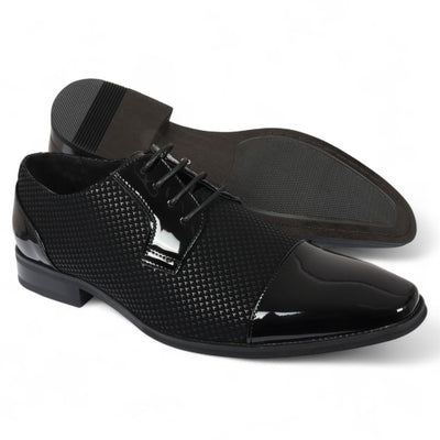 Men's Black Leather Oxford Formal Derby Shoes