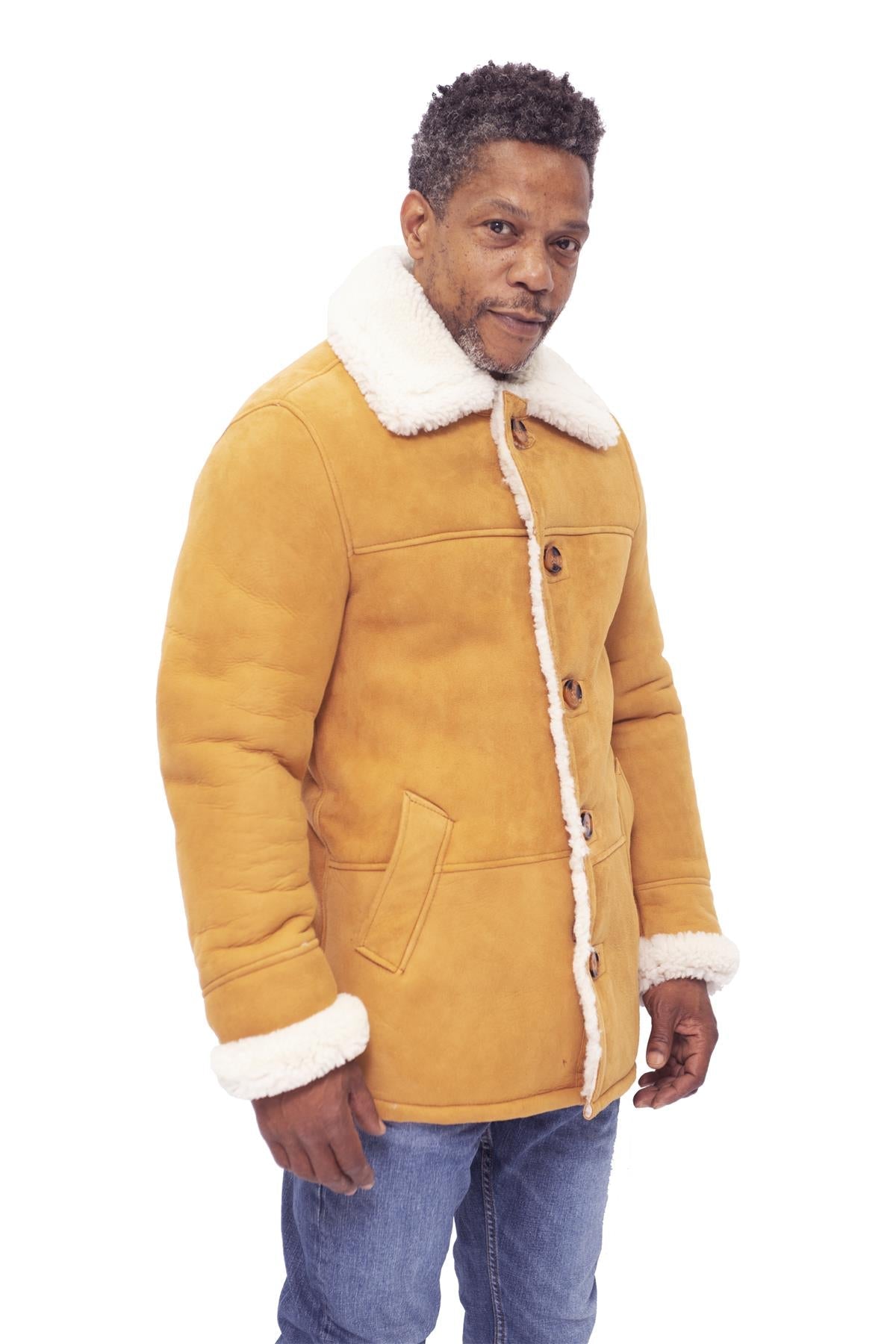 Mens Classic Sheepskin Car Coat-Leyton