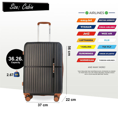 Hard Shell Cabin 37 x 22 x 56 cm PP Luggage Suitcase Suitable for Easyjet, Ryanair