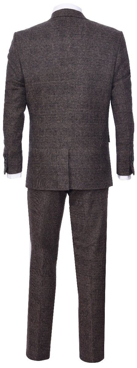 Men's 3 Piece Brown Herringbone Tweed Suit