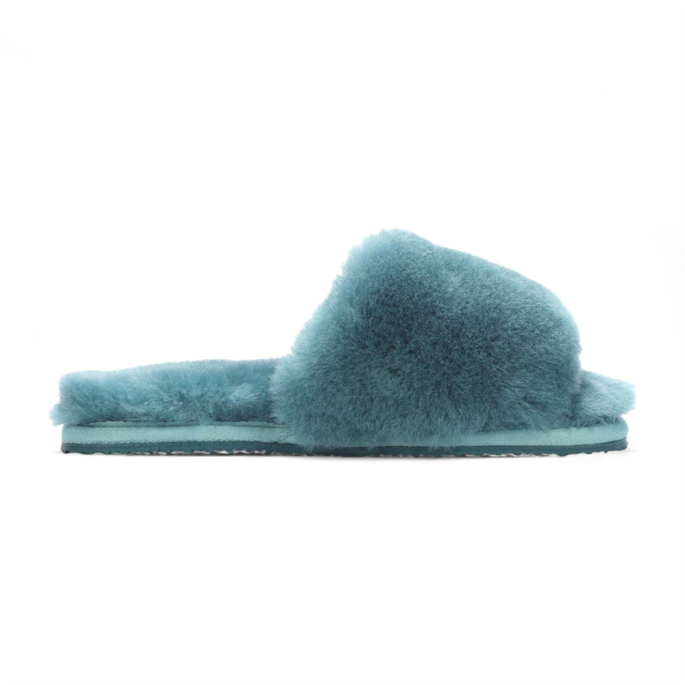 Women's Sheepskin Slippers Teal Warm Winter Fur Sliders - Nordic