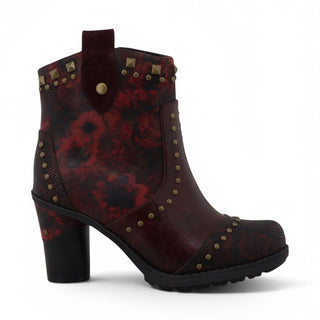 Mustang Women's Burgundy Floral Heeled Ankle Boots - M0162012