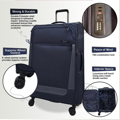 Lightweight  4 Wheel Luggage Travel Soft Cabin Bag