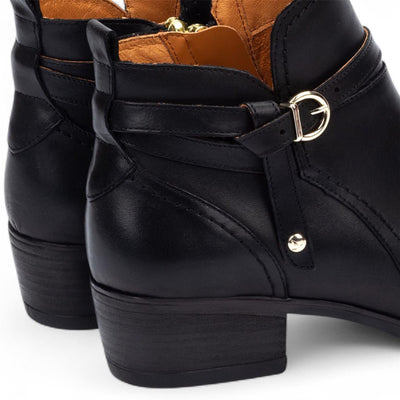 Pikolinos Women’s Black Leather Ankle Bootie Zip Heel Boots - Daroca