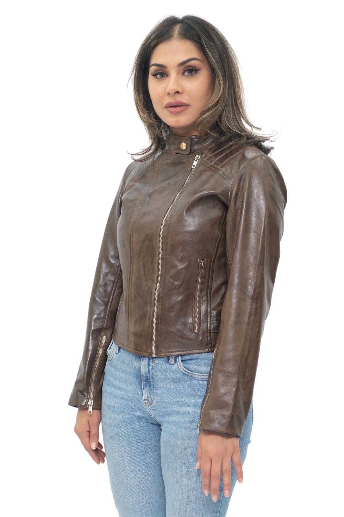 Damen Leder Bikerjacke-Celaya