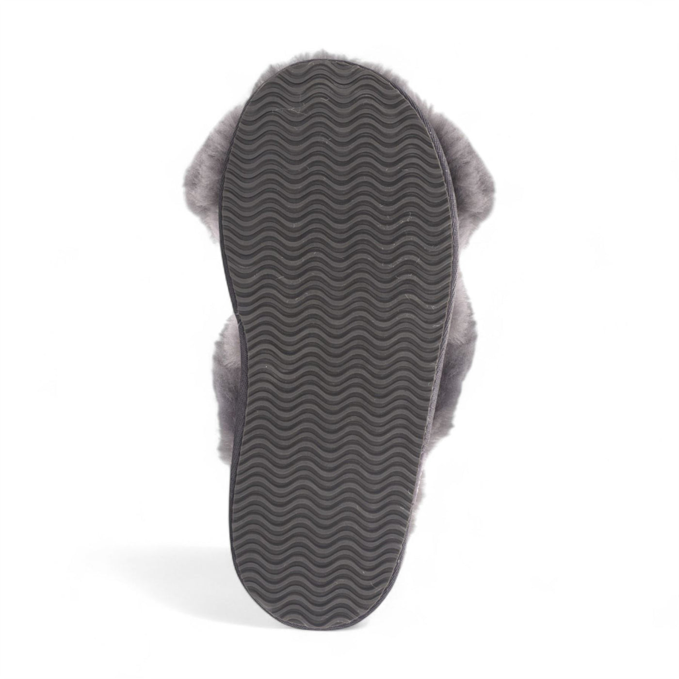 Women's Sheepskin Slippers Grey Warm Winter Fur Crossover - Snowbelle