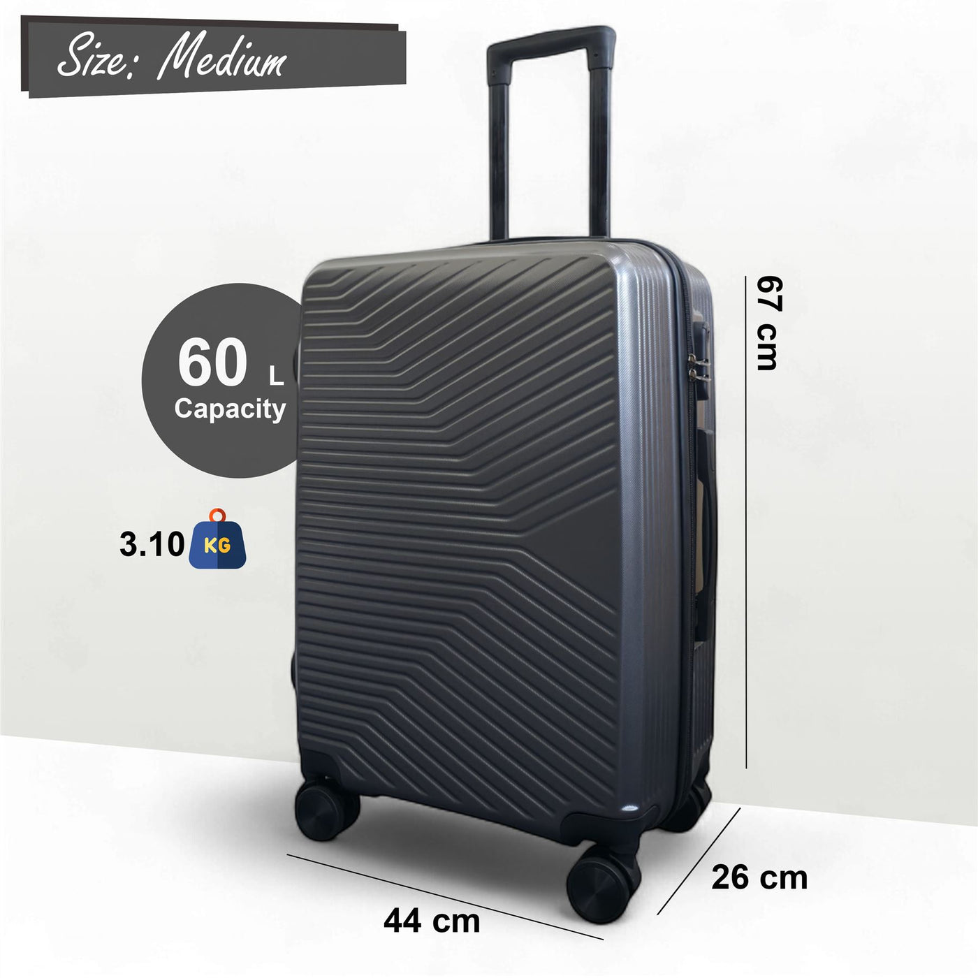Hardshell Suitcase Set Robust 8 Wheel Luggage Cabin Case Bag