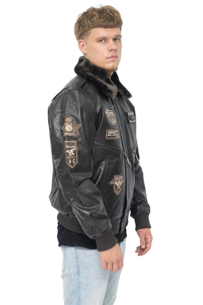 Mens Leather US Air Force Bomber Jacket-Wellington