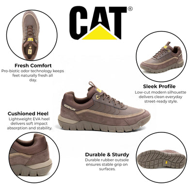 CAT Caterpillar Mens Brown Leather Hiking Boots Walking Trainers - Versage Lo