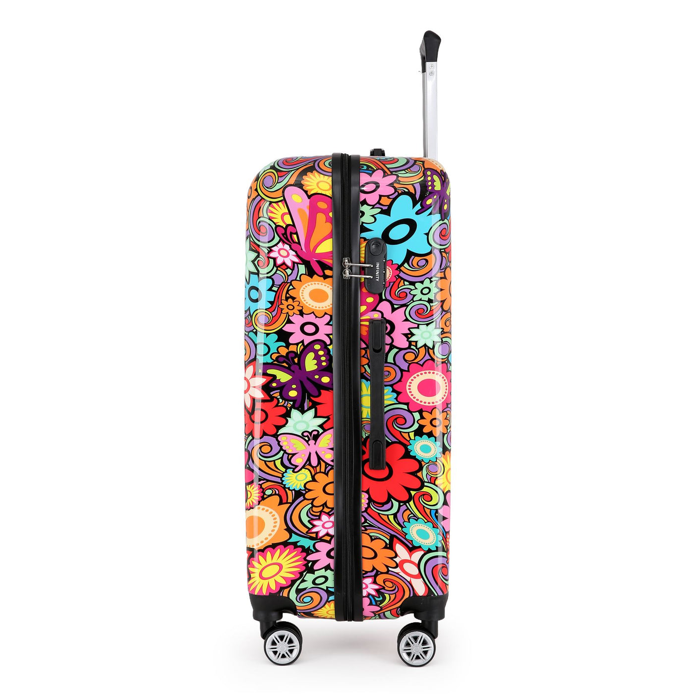 Hardside Shell Suitcase Set Flower Print Luggage Lightweight Cabin Travel Bag