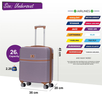ABS Hardshell Underseat Cabin Suitcase 45 x 35 x 20 cm Luggage Suitable for Easyjet