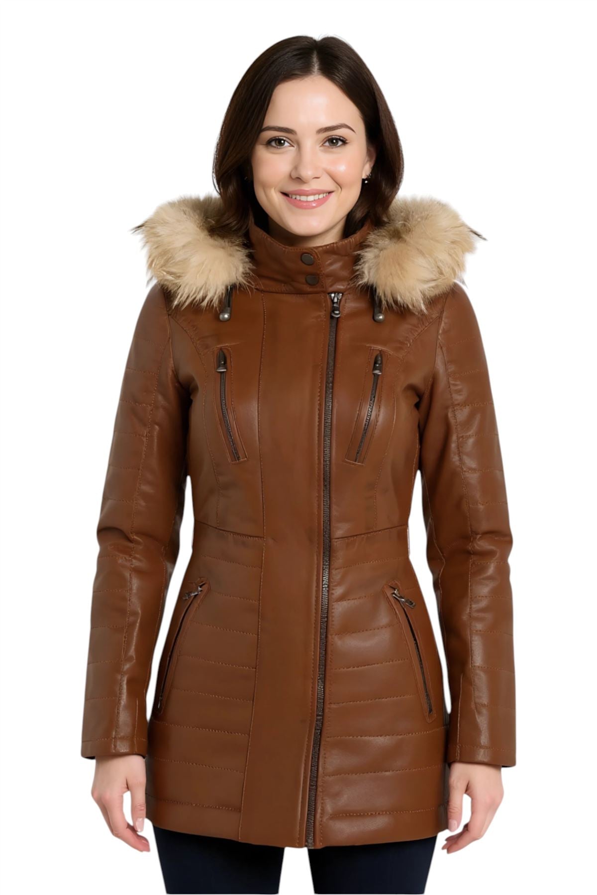 Giacca parka in pelle trapuntata da donna - Curitiba