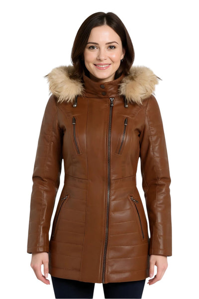 Giacca parka in pelle trapuntata da donna - Curitiba