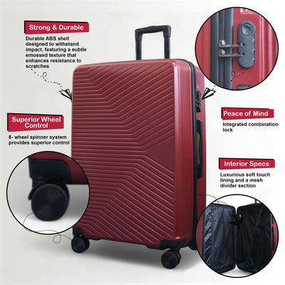Hardshell Suitcase Set Robust 8 Wheel Luggage Cabin Case Bag