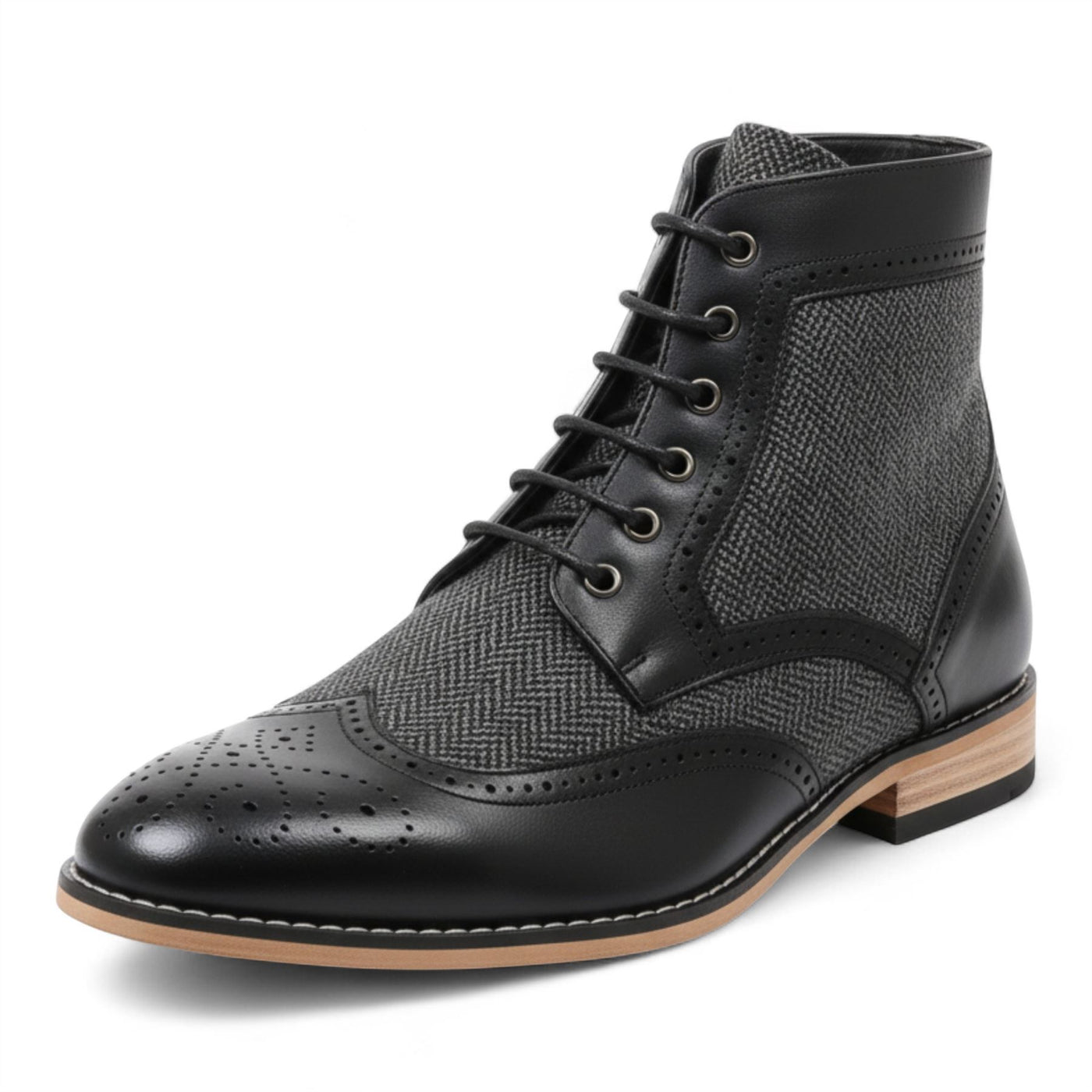 Men's Black Wingtip Brogue Ankle Dress Chukka Boots – Infinity Leather