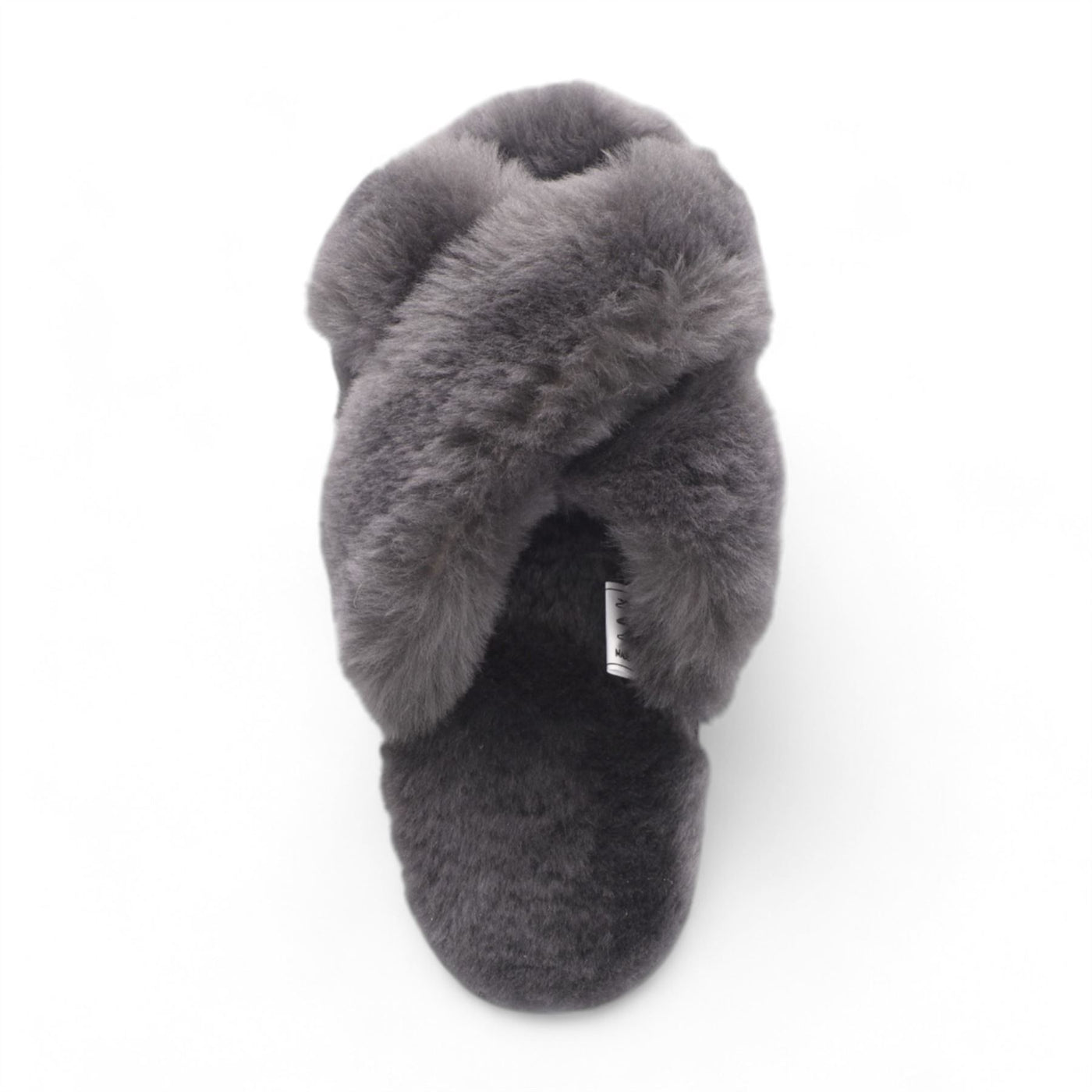 Women's Sheepskin Slippers Grey Warm Winter Fur Crossover - Snowbelle