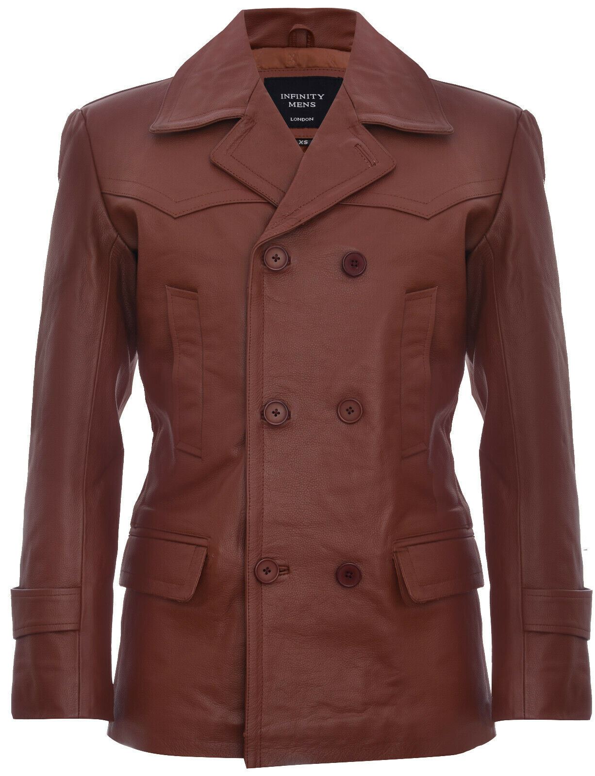 Mens Cowhide Leather Peacoat-Krakaw