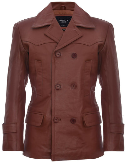 Mens Cowhide Leather Peacoat-Krakaw