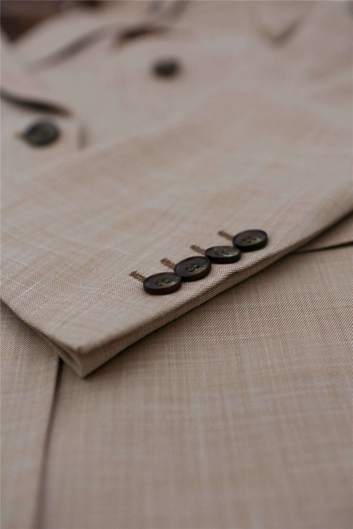 Men's 3 Piece Beige Summer Wedding Tailored Fit Suit