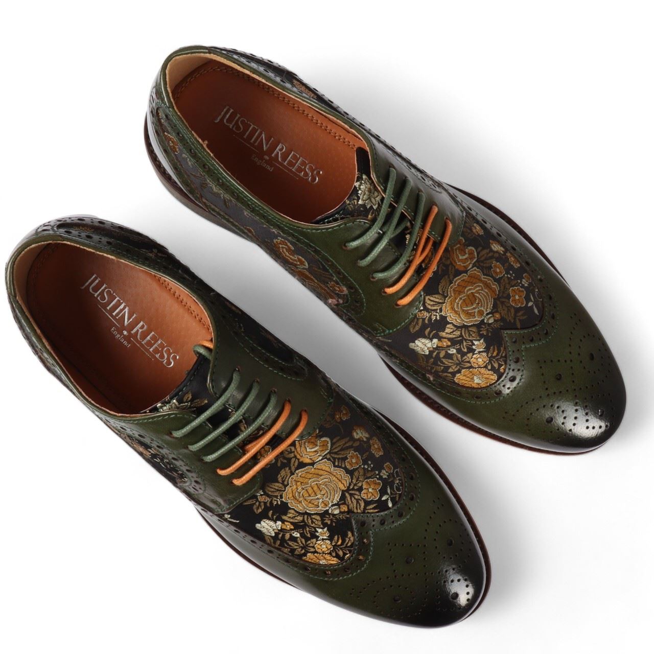 Justin Reess Men's Leather Floral Brogue Shoes - Ross