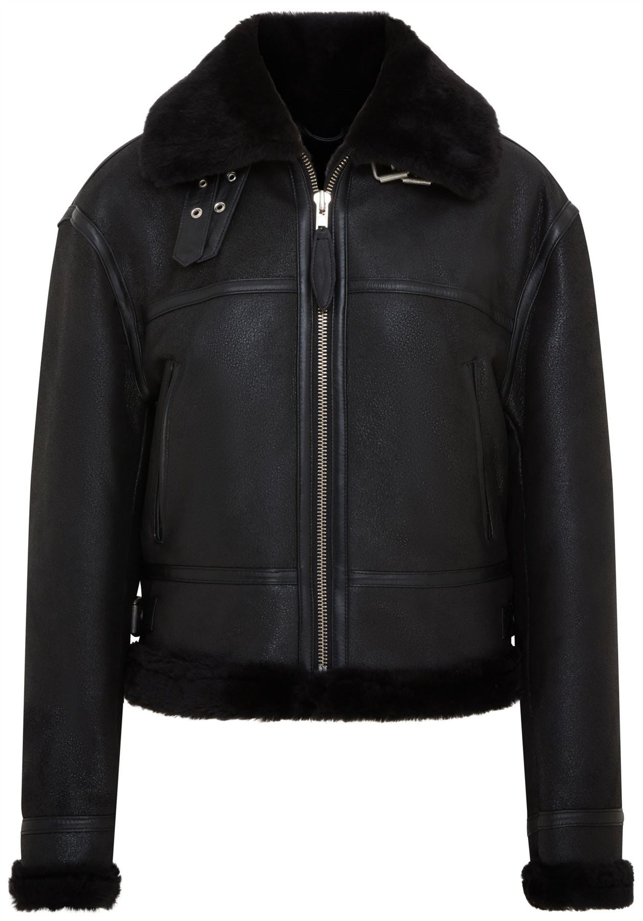 Womens Black Bomber B3 Sheepskin Jacket -Akiak