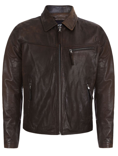 Men's Harrington Cow Hide Leather Jacket-Lima