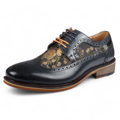 Justin Reess Men's Leather Floral Brogue Shoes - Ross