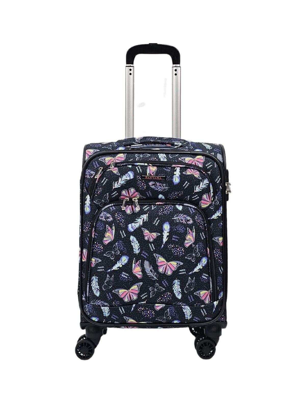 Lightweight Print Suitcases 8 Wheel Luggage Travel Soft Bags Set