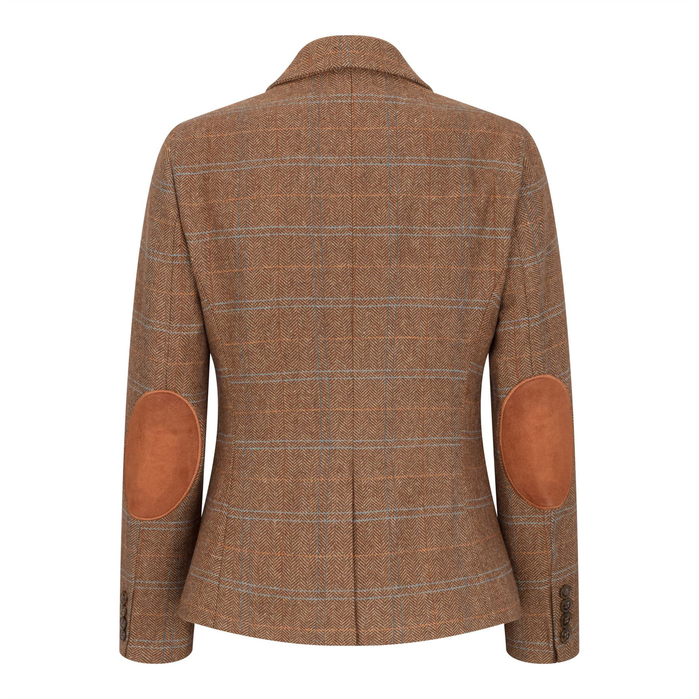 Women's Oak Brown Tailored Fit Tweed Blazer in Herringbone Check