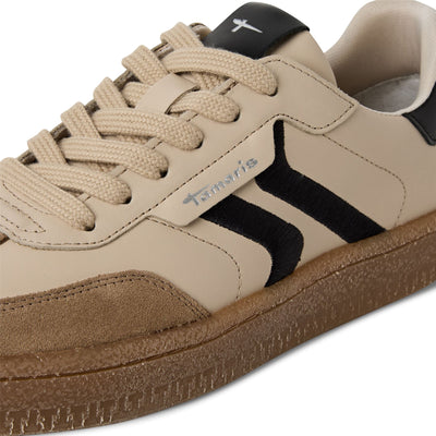 Tamaris Womens Beige Suede Leather Fashion Lace Up Sneakers