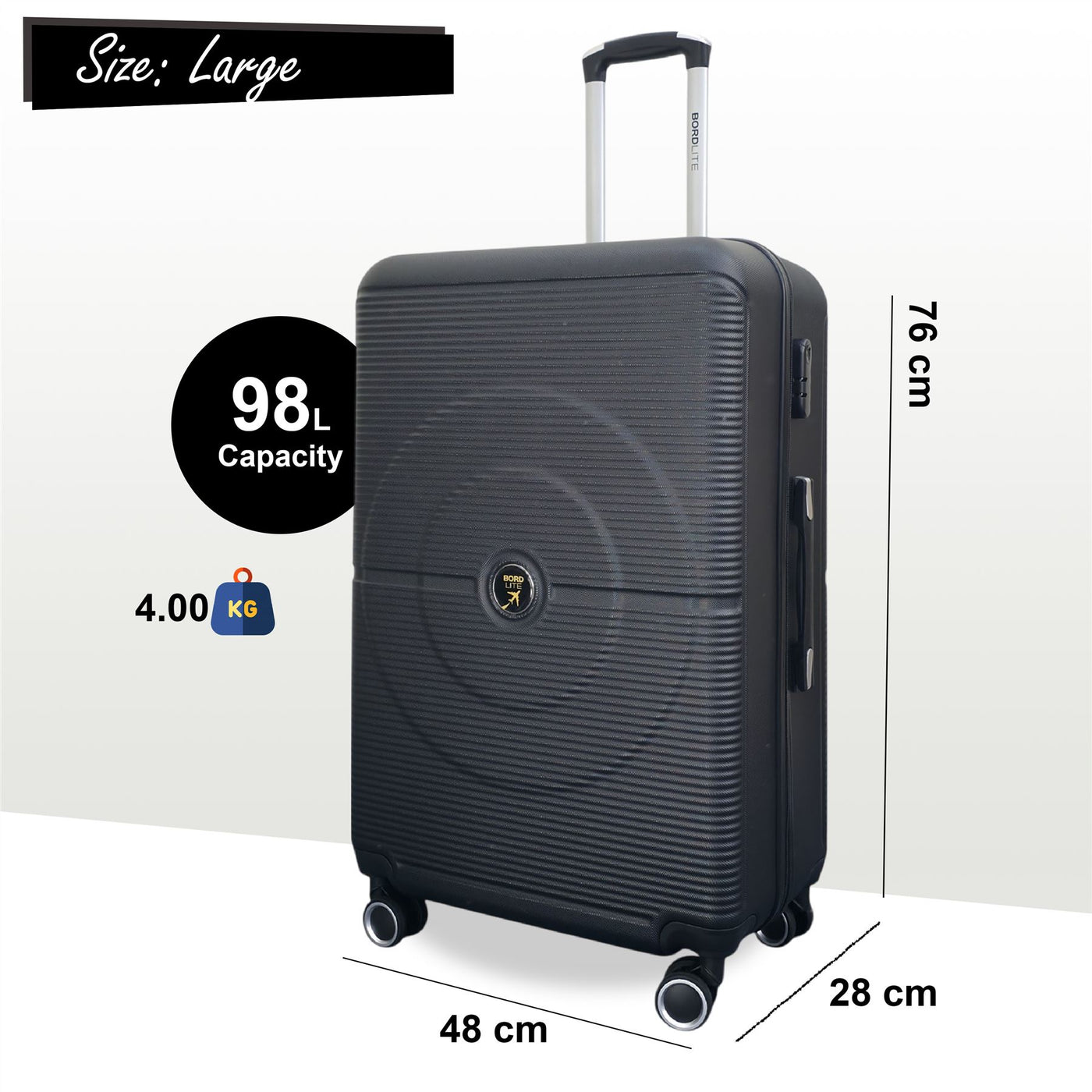 Robust ABS Hard Shell 8 Wheels Luggage Travel Holiday Cabin Suitcase Set