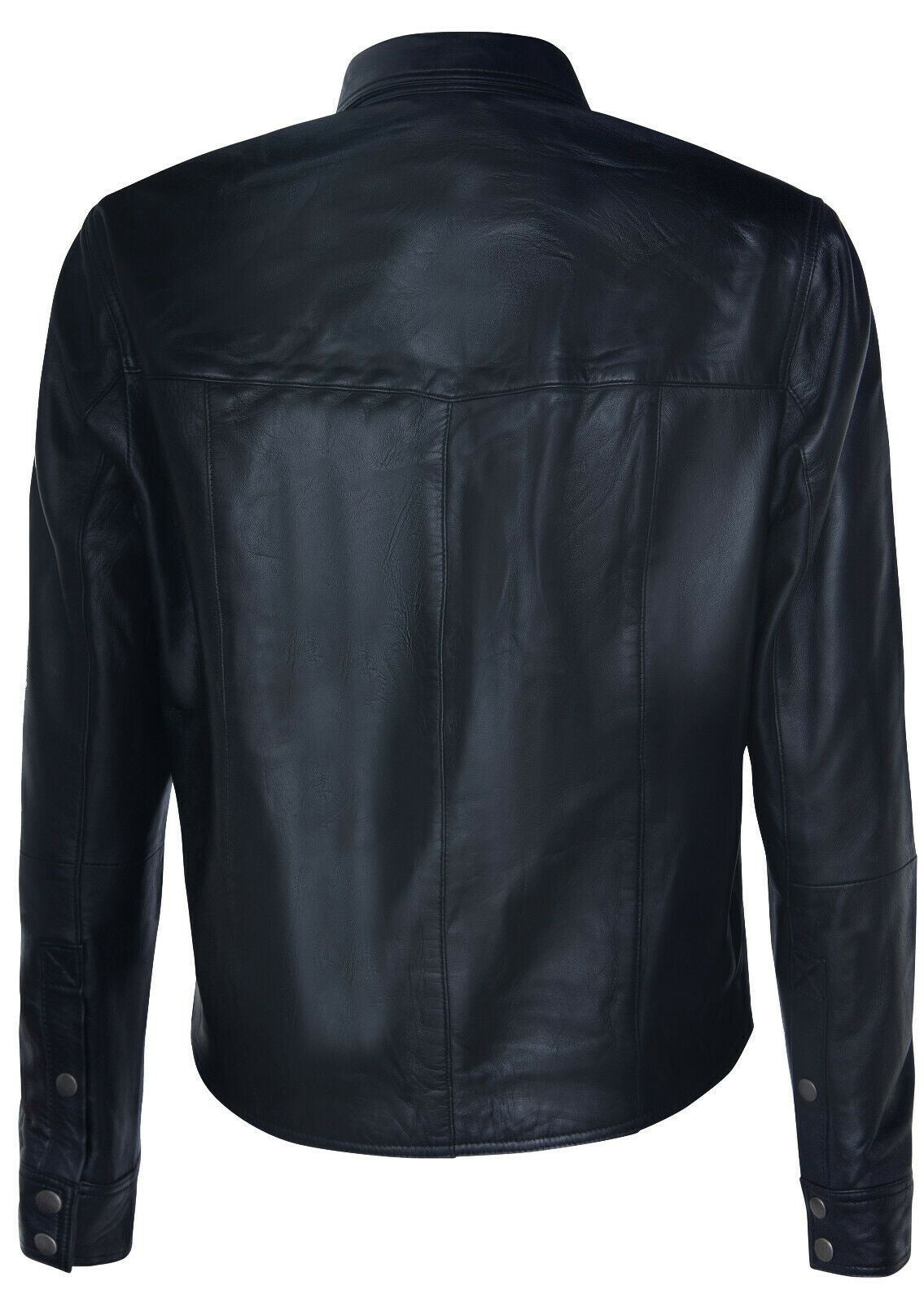 Mens Retro Leather Shirt Jeans Jacket-Beijing
