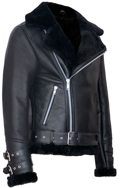 Mens Sheepskin Leather Biker Jacket-Edmonton