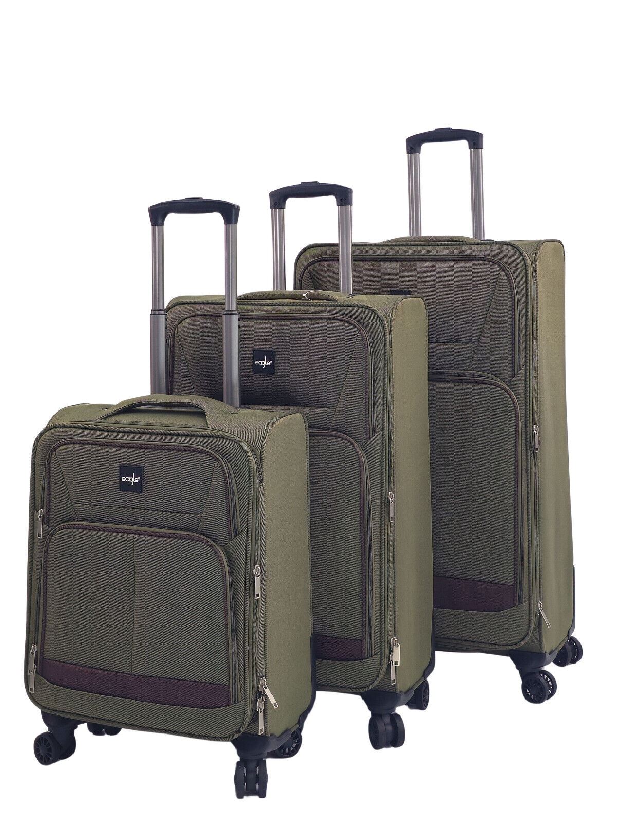 Soft 3 pcs Luggage Suitcase Set Cabin Light Travel Bags