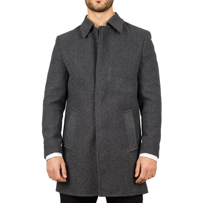 Men's Wool Blend Classic Collar Grey Overcoat