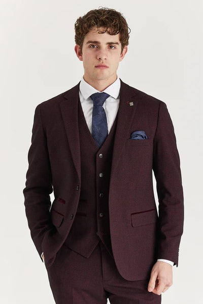 Men's Wine Suit Blazer Prince Of Wales Formal Blazer