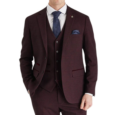 Men's Wine Suit Blazer Prince Of Wales Formal Blazer