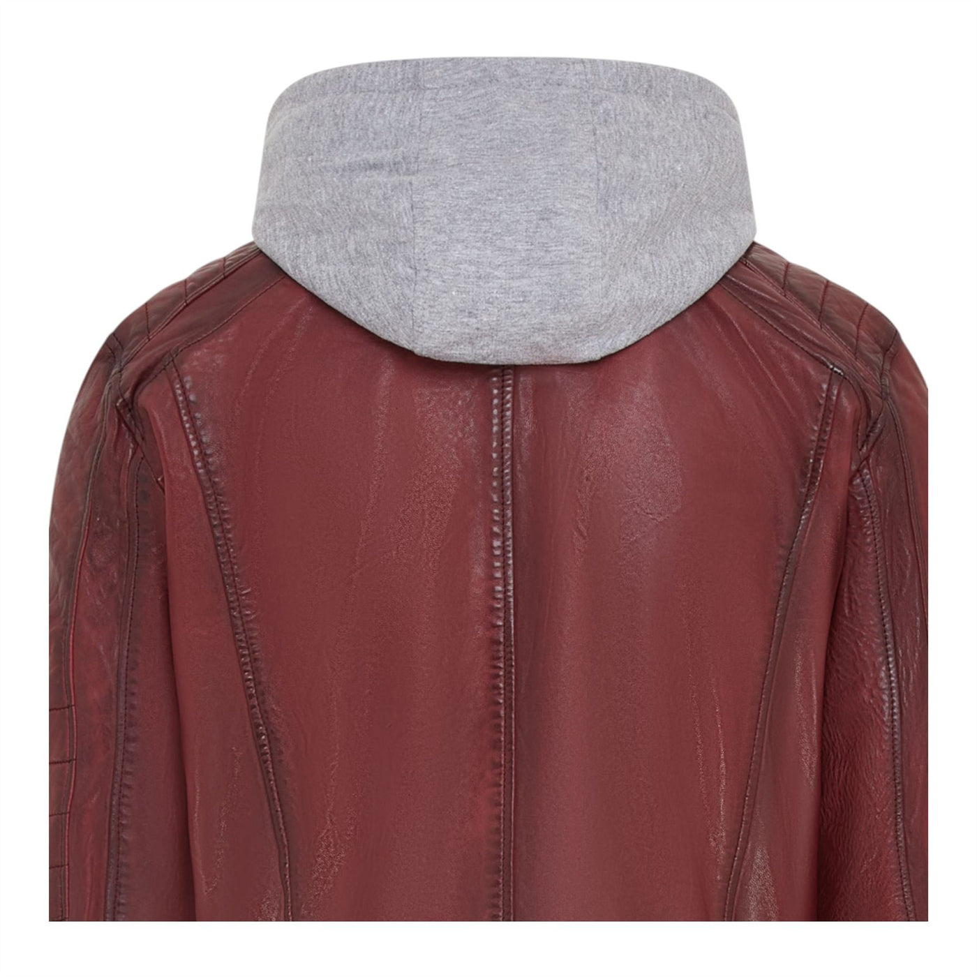Men's Hooded Biker Lamb Leather Jacket - Burten