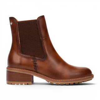 Pikolinos Women's Brown Leather Chelsea Heeled Ankle Boots - Medina
