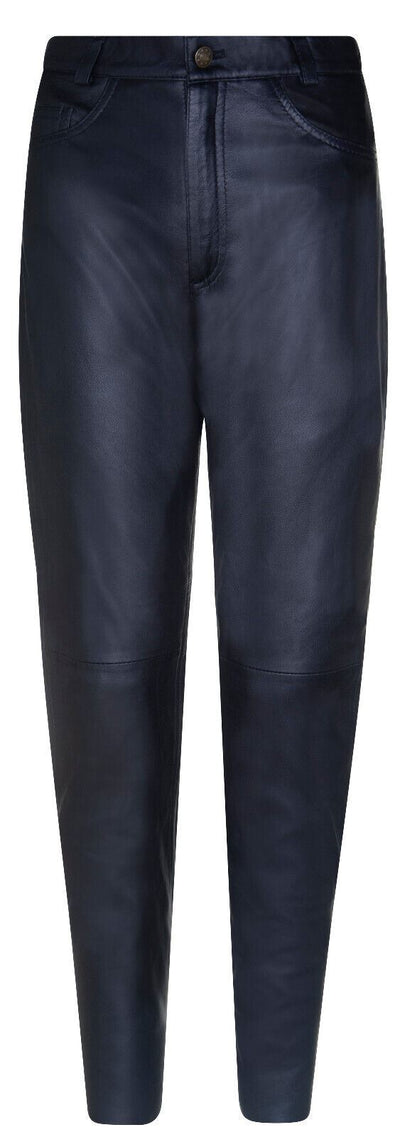 Womens Classic Lamb Nappa Black '501' Leather Jeans