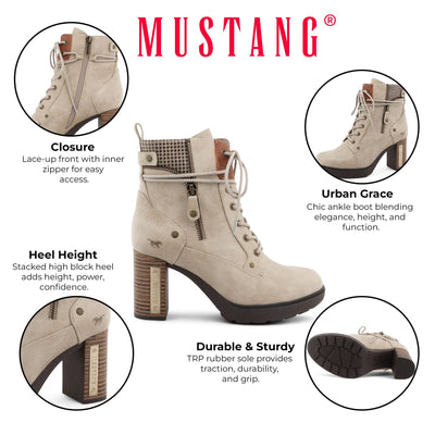 Mustang Women's Off-White High-Heeled Ankle Boots